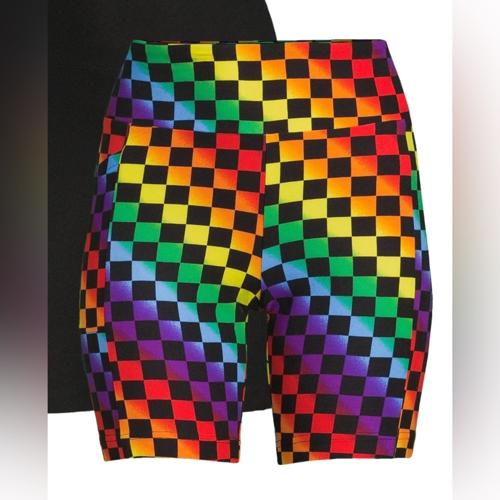 Rainbow checkered biker shorts